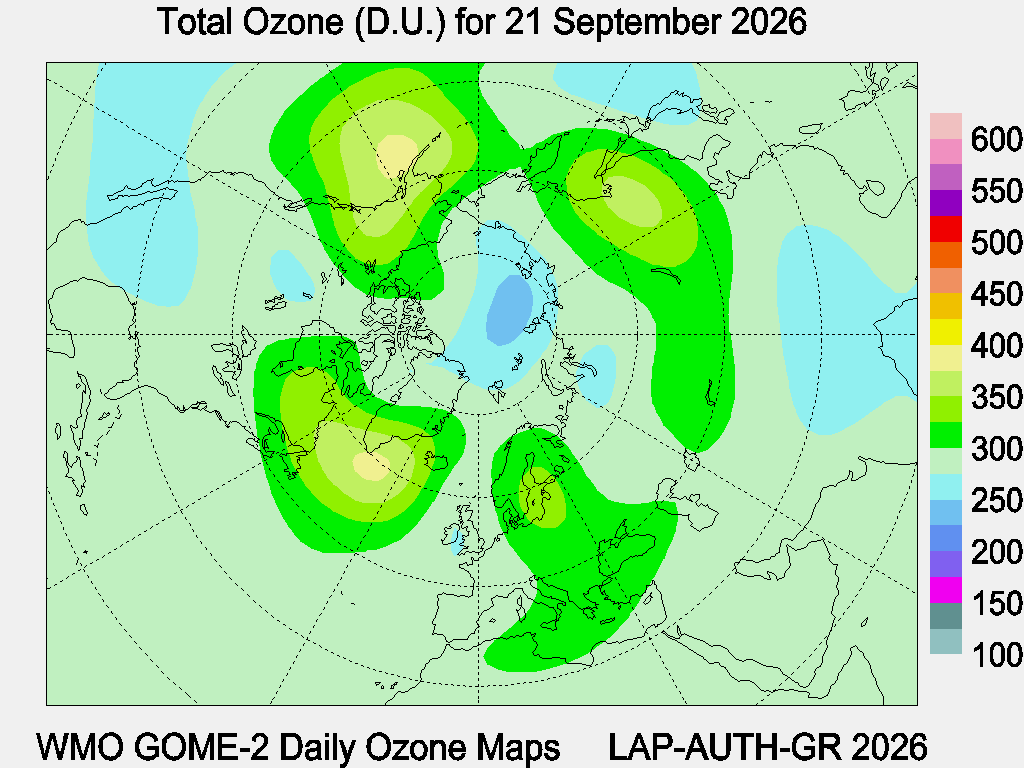 Total Ozone D.U. map for yesterday