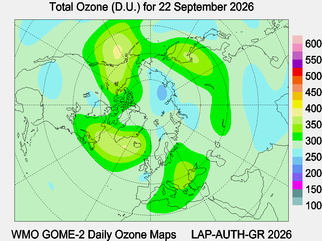 Total Ozone D.U. map for yesterday